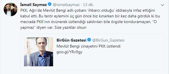 İsmail Saymaz'dan anlamlı tepki